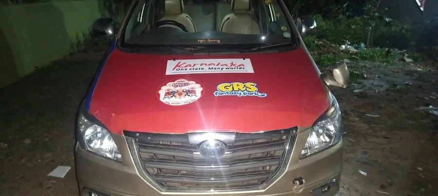 The front of the Yatri Mitra patrol vehicle