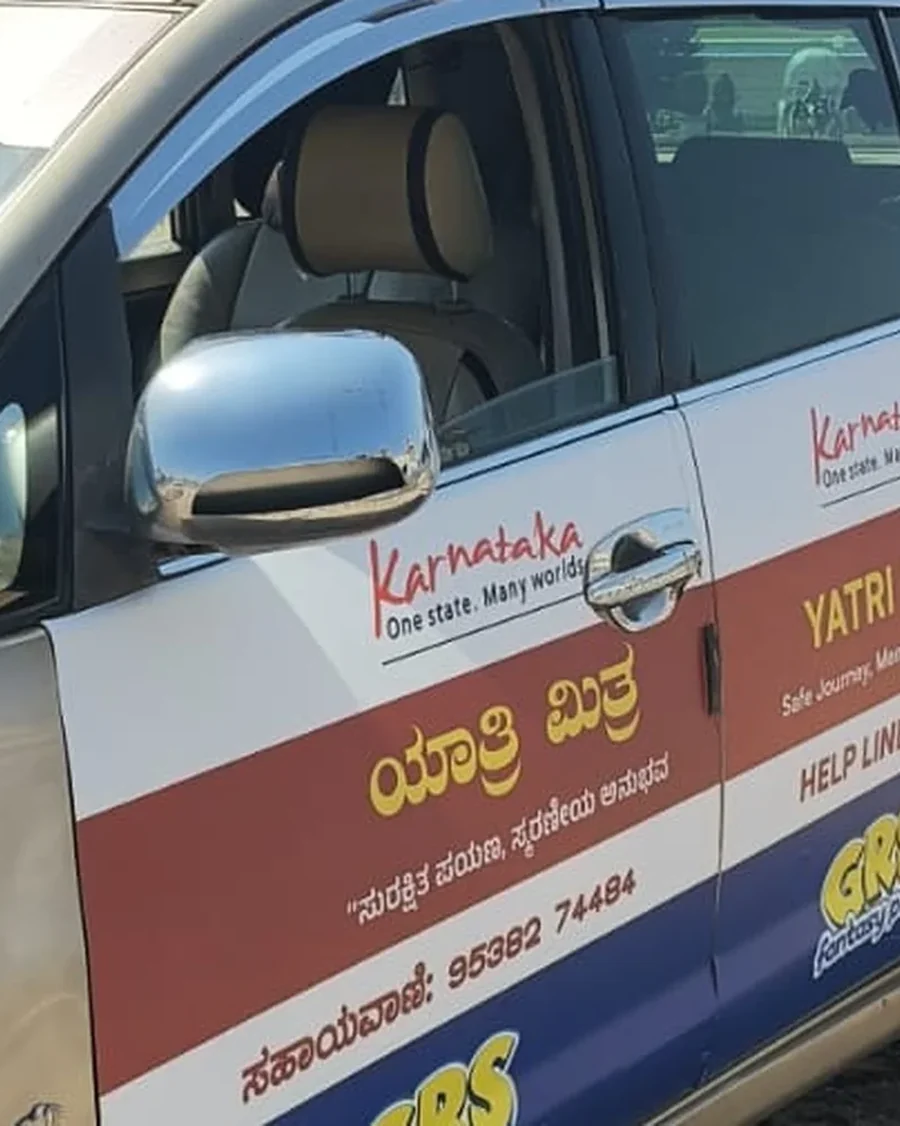 The Yatri Mitra vehicle on the Mysuru Palace grounds